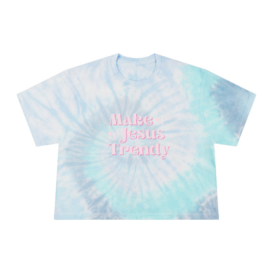 Make Jesus Trendy Tie-Dye Crop Tee - Lagoon