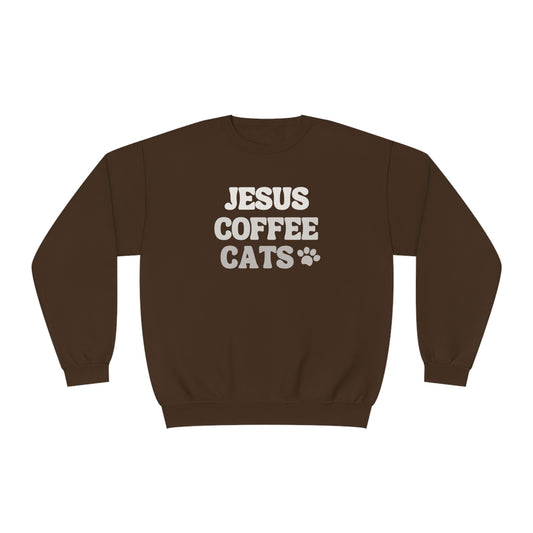 Jesus Coffee Cats Crewneck Sweatshirt