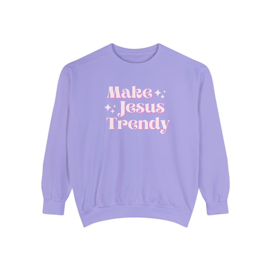 Make Jesus Trendy Crewneck Sweatshirt - Violet