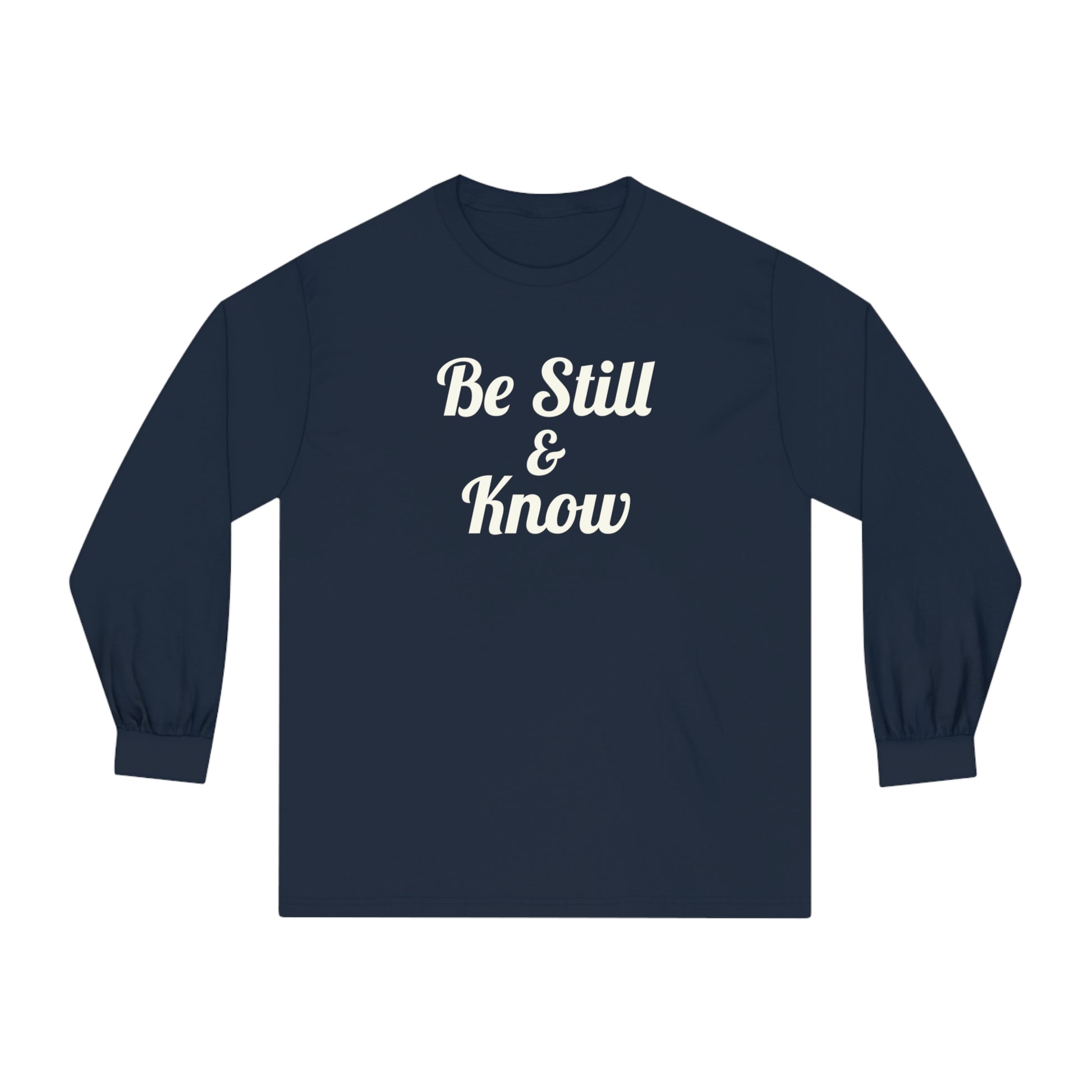 "Be Still & Know" Long Sleeve T-Shirt - Navy